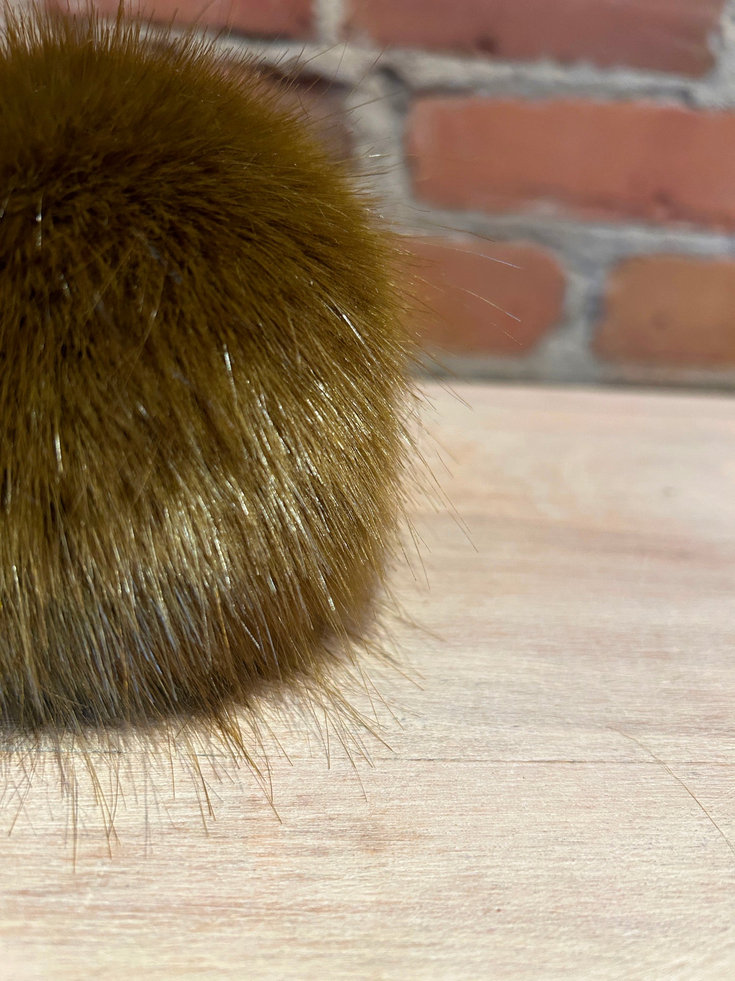 Olive Green Mink Faux Fur Pom, 4 Inch