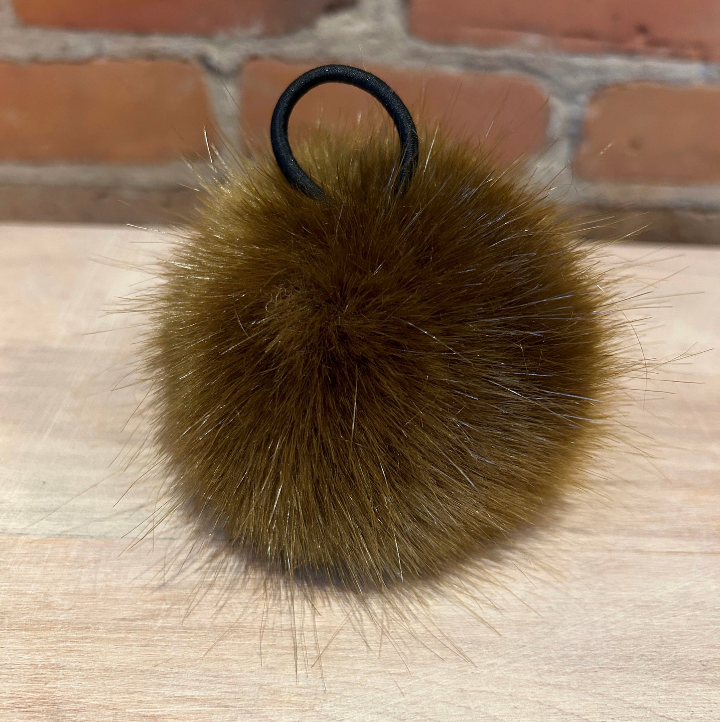 Olive Green Mink Faux Fur Pom, 4 Inch