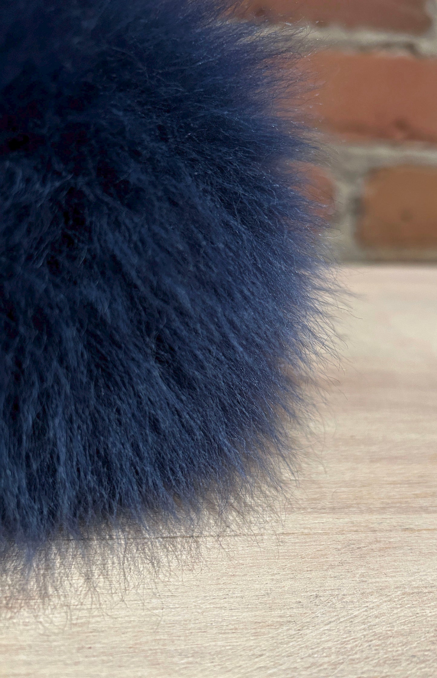 Sapphire Blue Lamb Fur Pom, 5.5 Inch