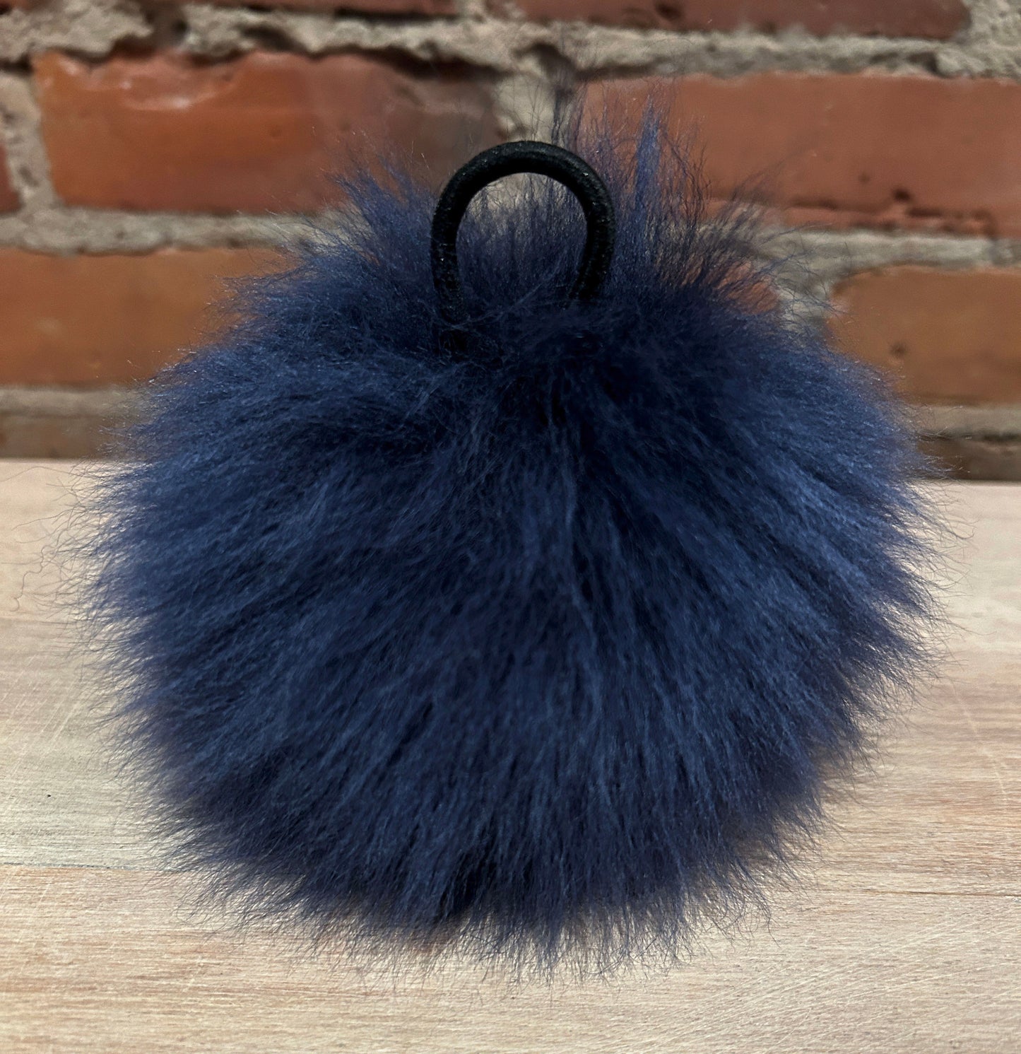 Sapphire Blue Lamb Fur Pom, 5.5 Inch