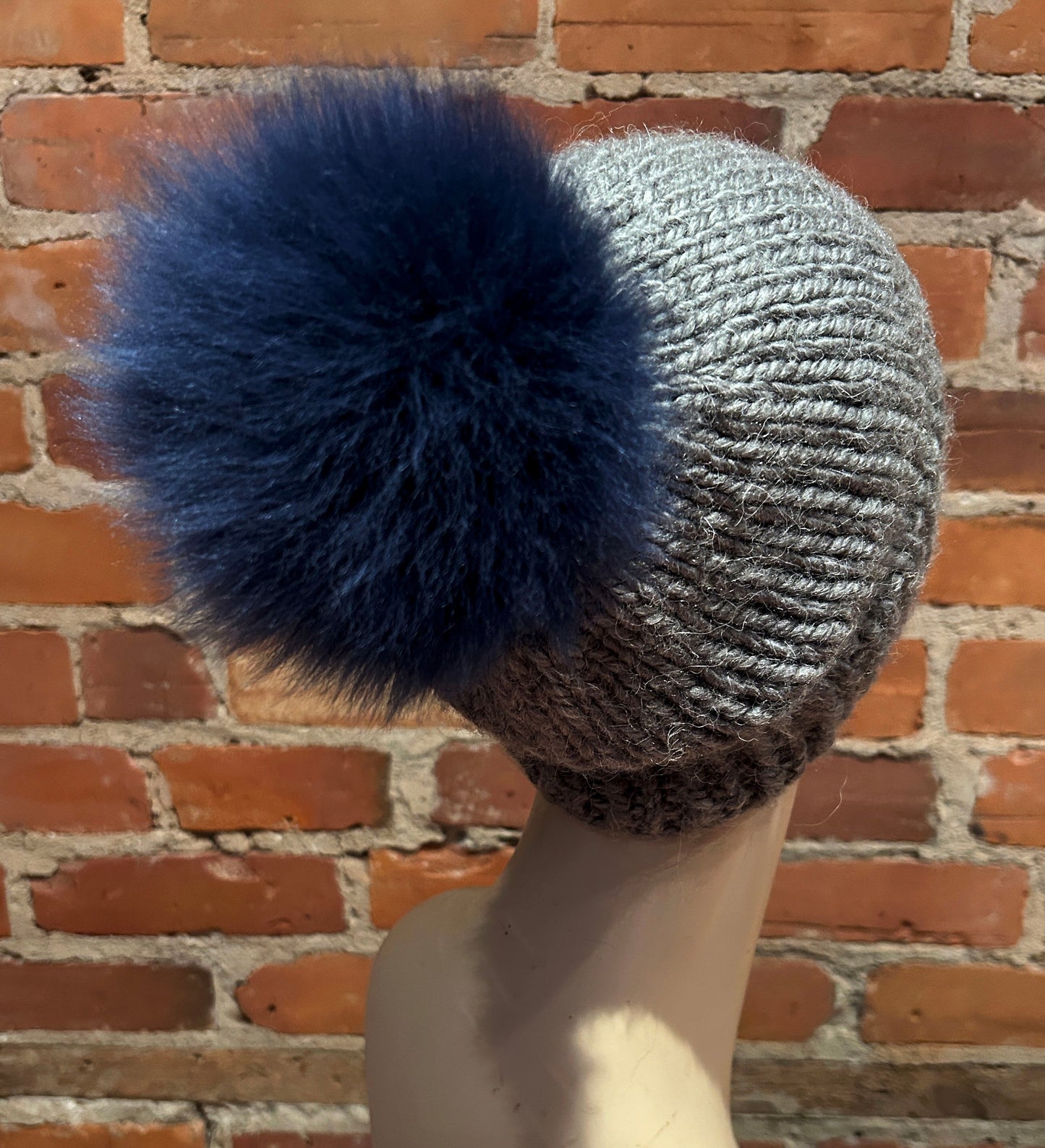 Sapphire Blue Lamb Fur Pom, 5.5 Inch