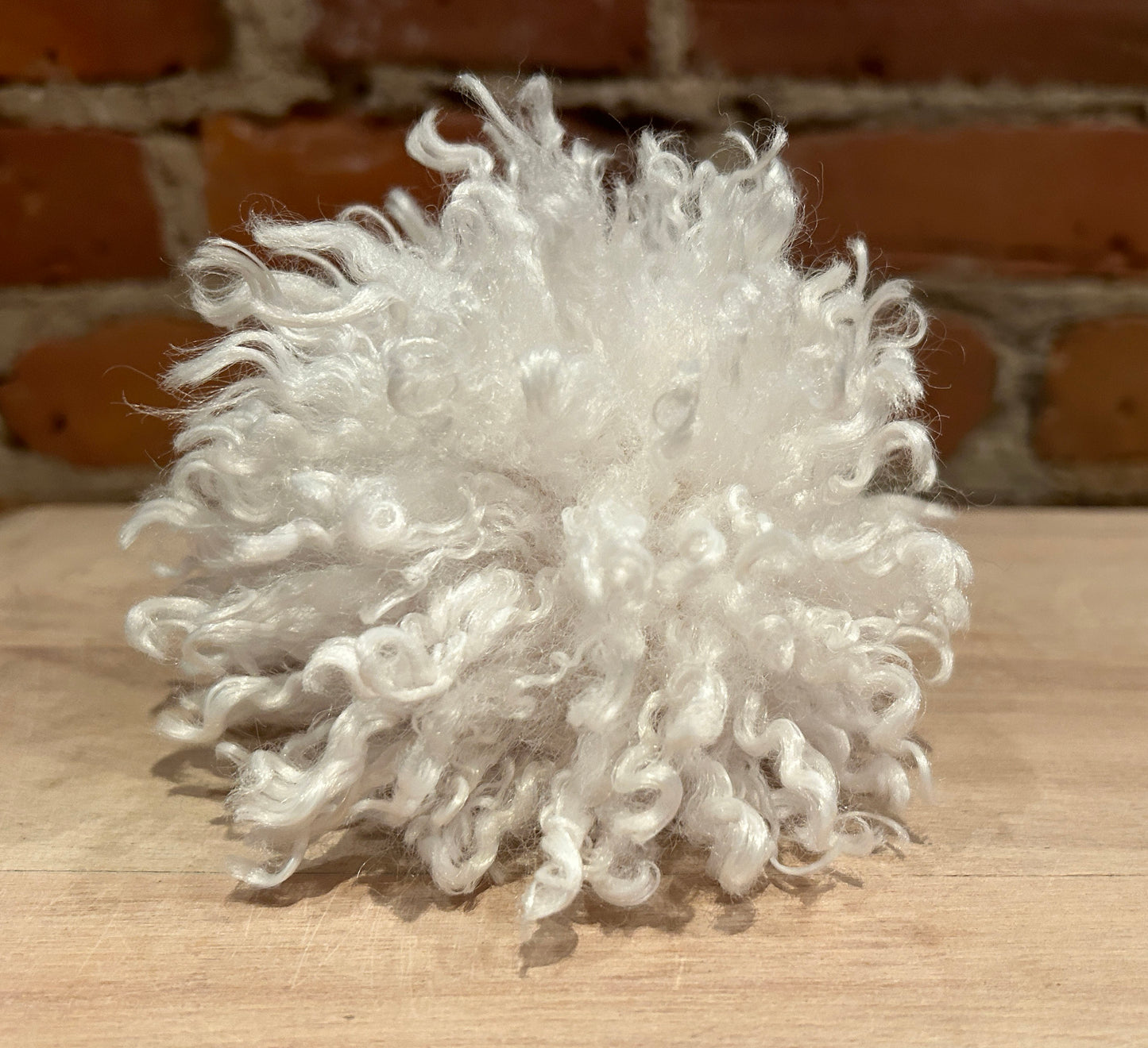 Winter White Faux Fur Curly Pom, 5 Inch