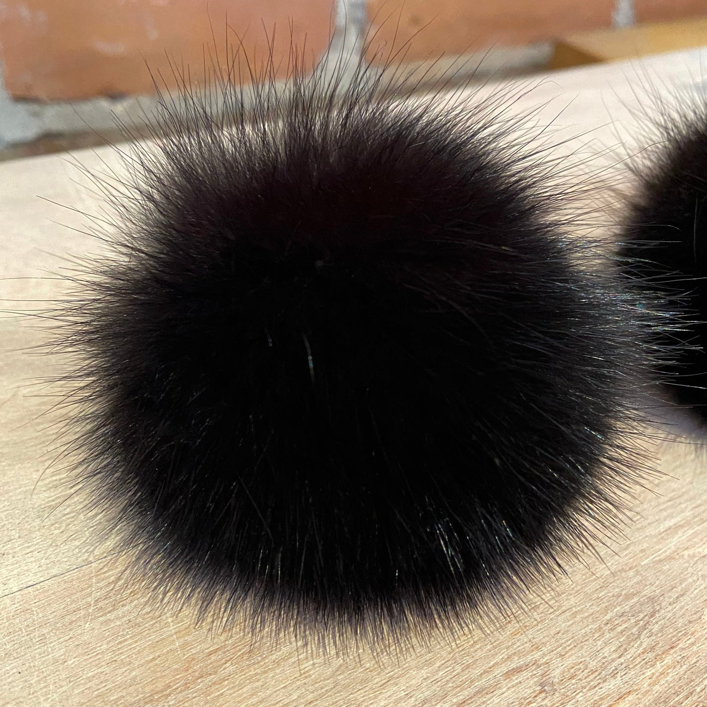 Jet Black Fox Fur Hat Pom