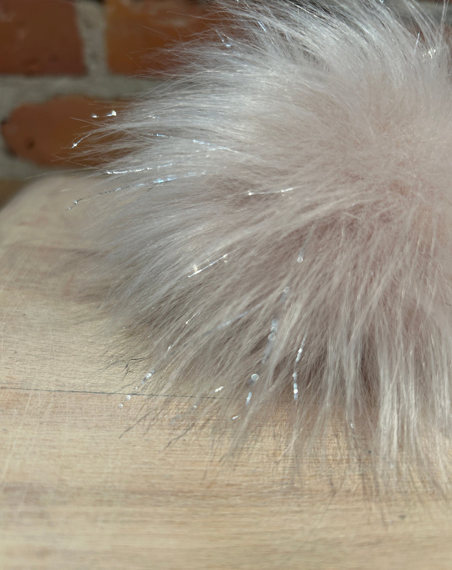 Sparkle Pink Peach Pink Faux Fur Pom, 4 Inch