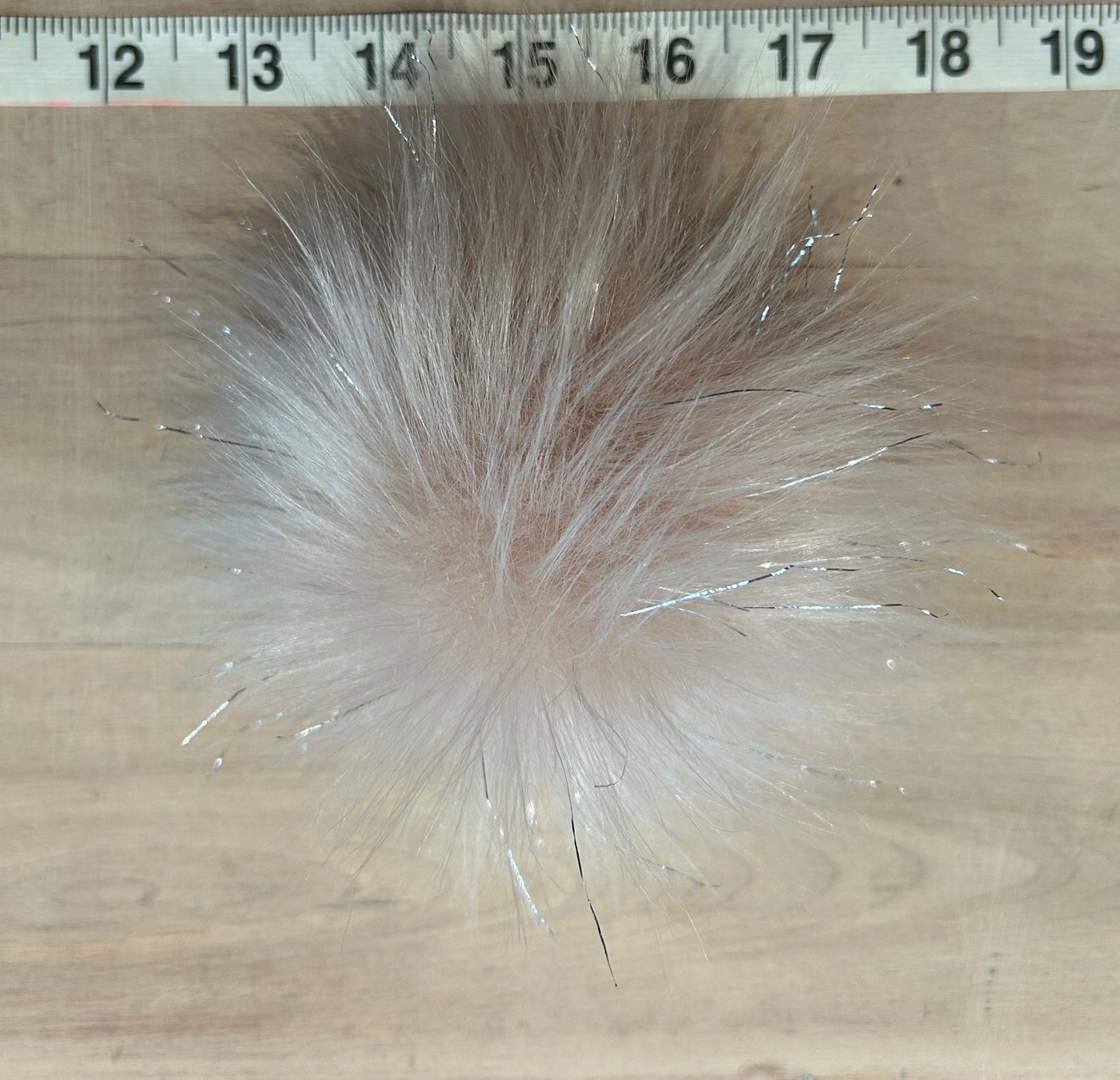 Sparkle Pink Peach Pink Faux Fur Pom, 4 Inch