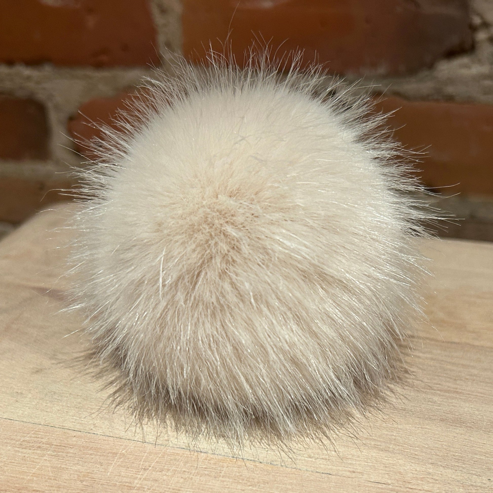 Light Beige Pink Mink Faux Fur Hat Pom