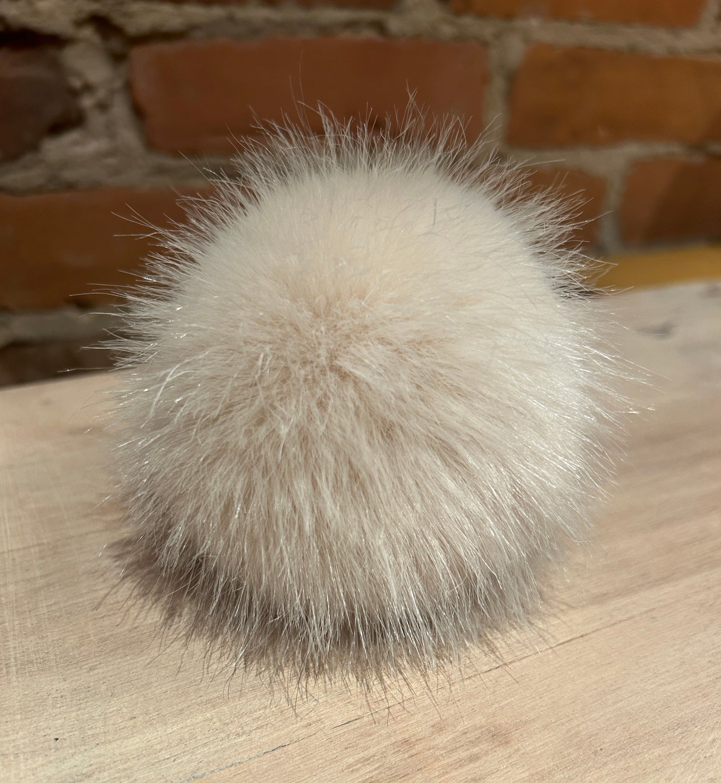 Light Pink Beige Mink Faux Fur Pom, 4 Inch