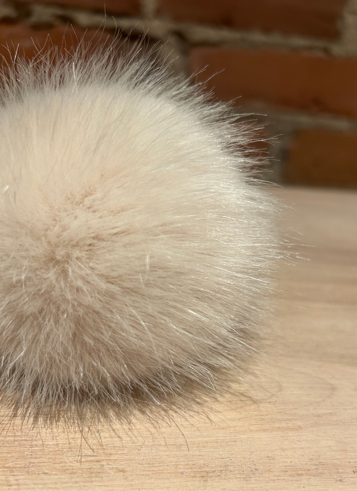 Light Pink Beige Mink Faux Fur Pom, 4 Inch