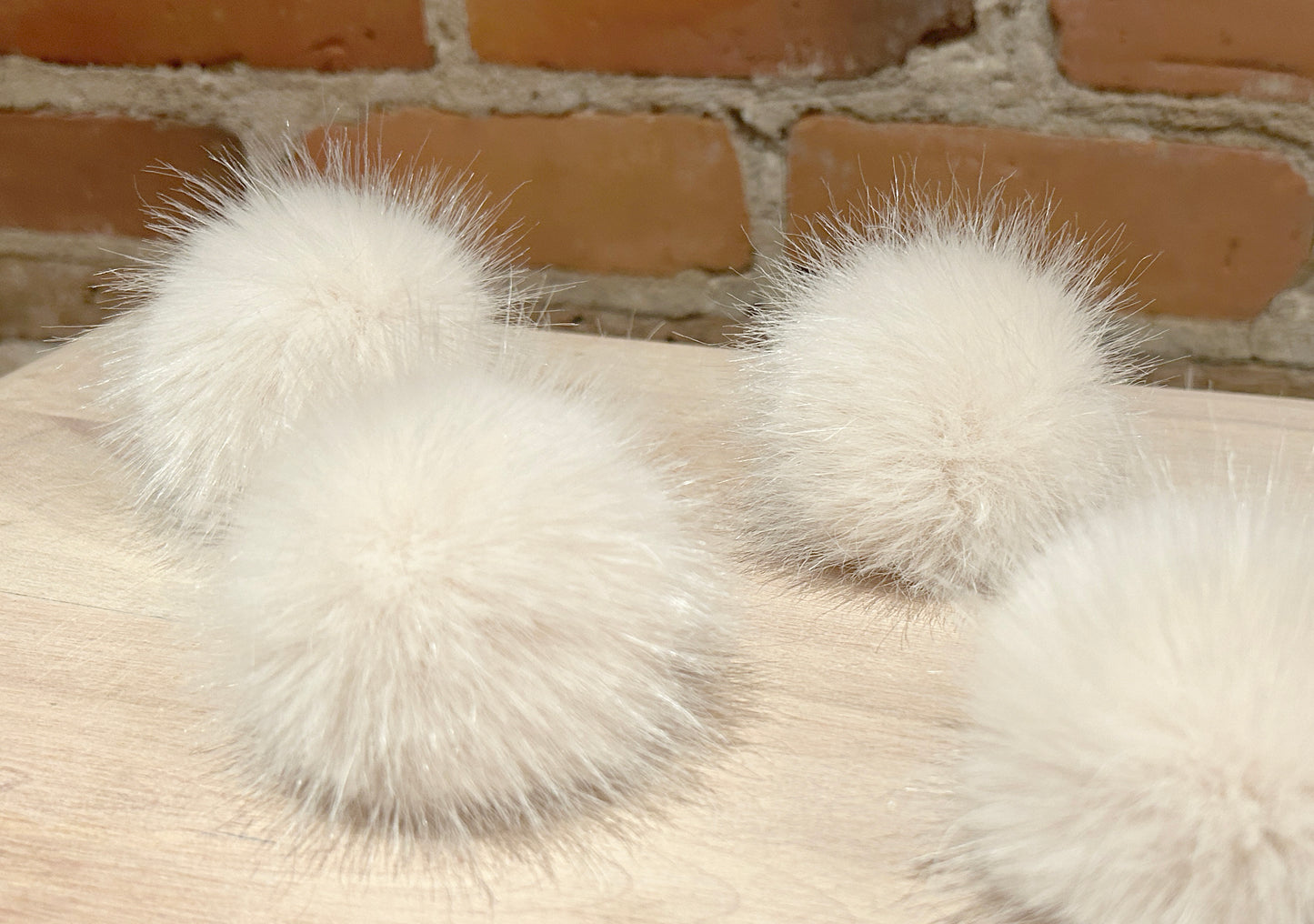 Pink Beige Mini Mink Faux Fur Pom, 2.5-Inch