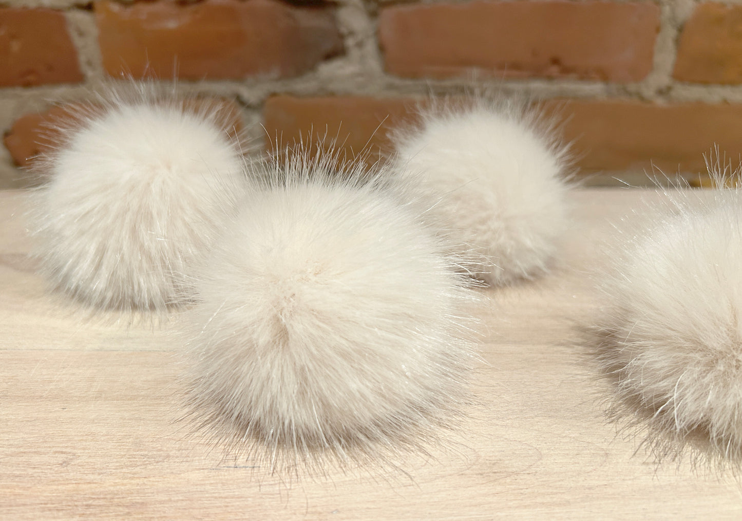 Pink Beige Mini Mink Faux Fur Pom, 2.5-Inch