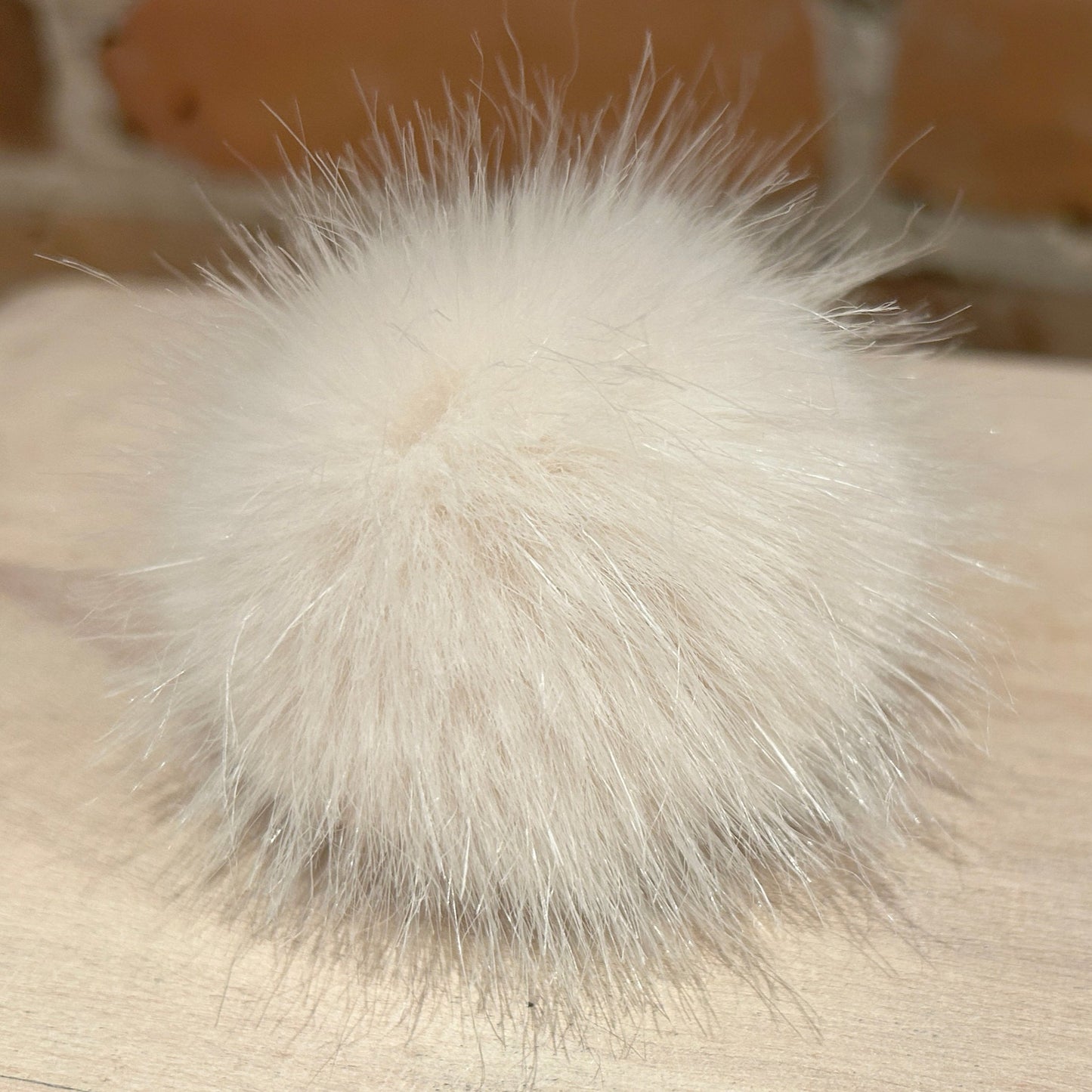 Mini Mink Cream Pink Beige Faux Fur Knitting Pom Pom