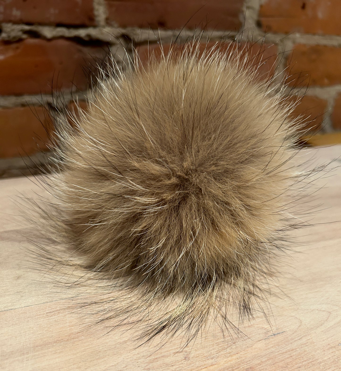 Golden Beige Coyote Fur Pom, 5.5 Inch