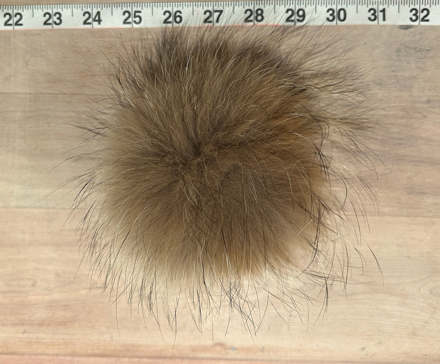 Golden Beige Coyote Fur Pom, 5.5 Inch