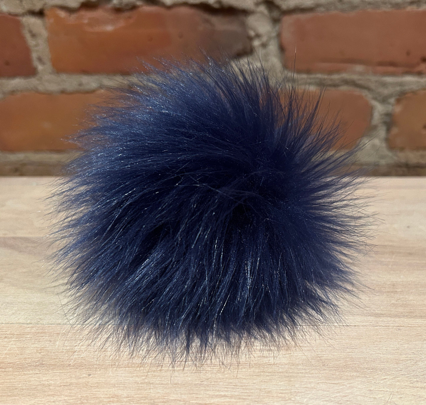 Navy Blue Lamb Faux Fur Pom, 4.5 Inch