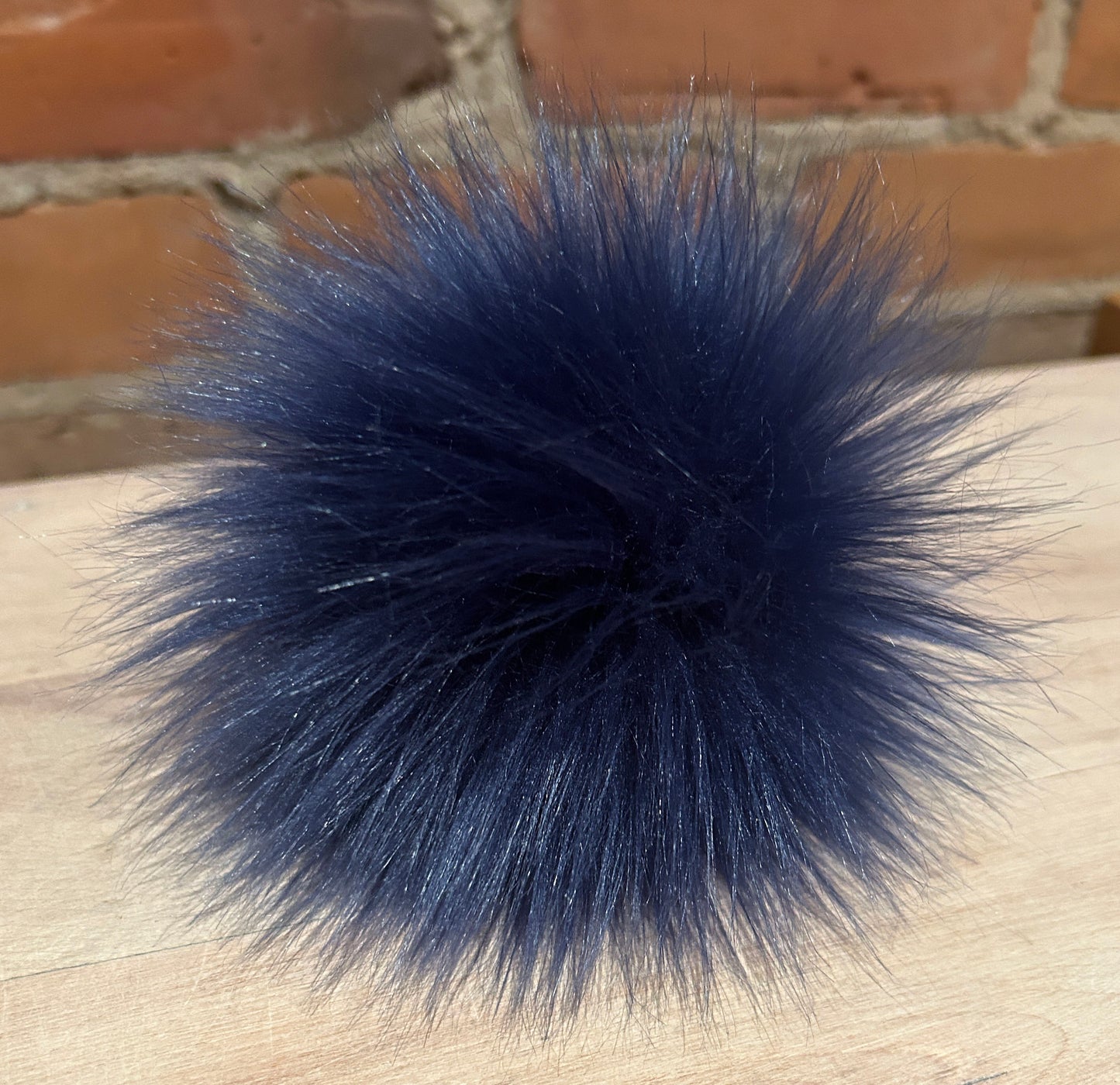 Navy Blue Lamb Faux Fur Pom, 4.5 Inch