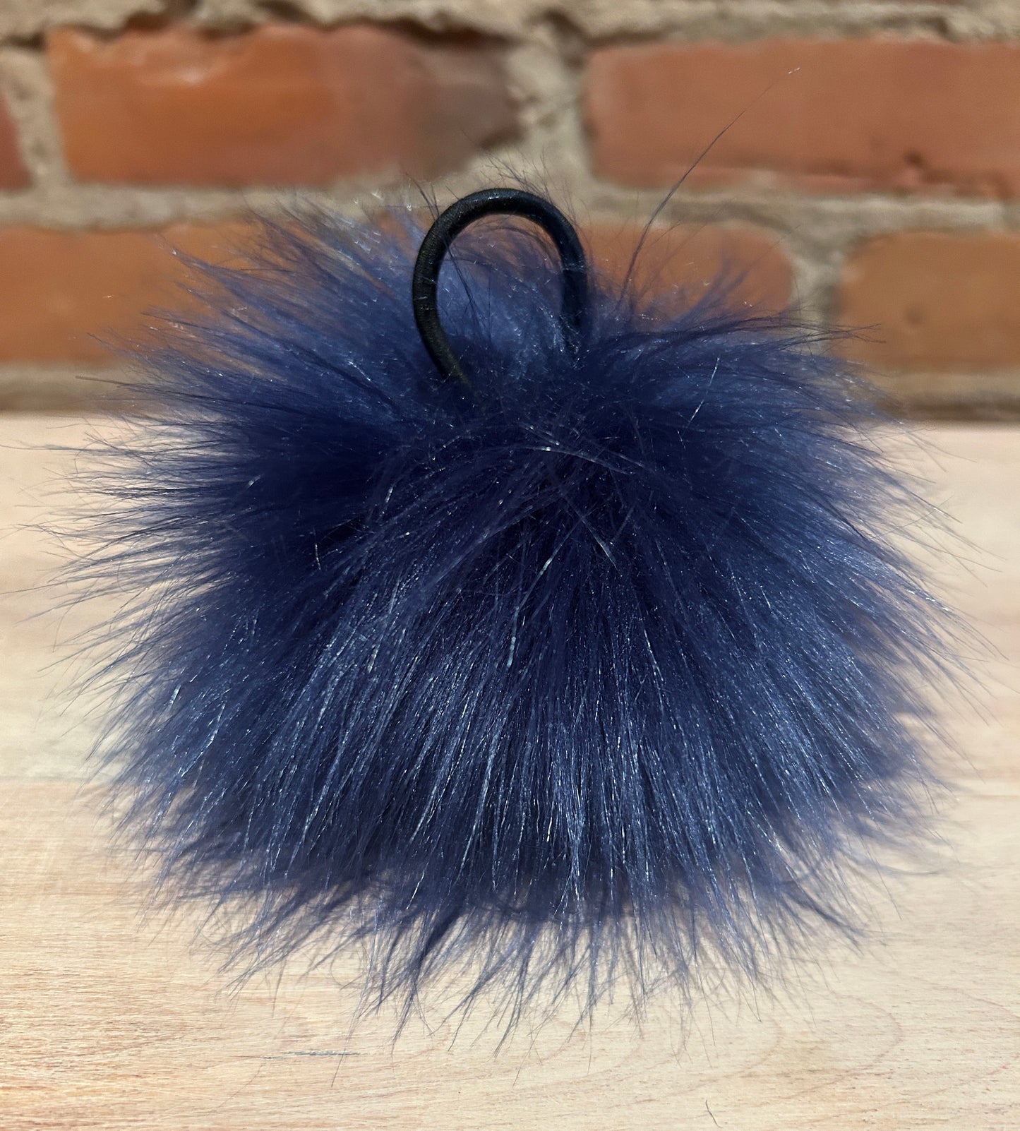 Navy Blue Lamb Faux Fur Pom, 4.5 Inch