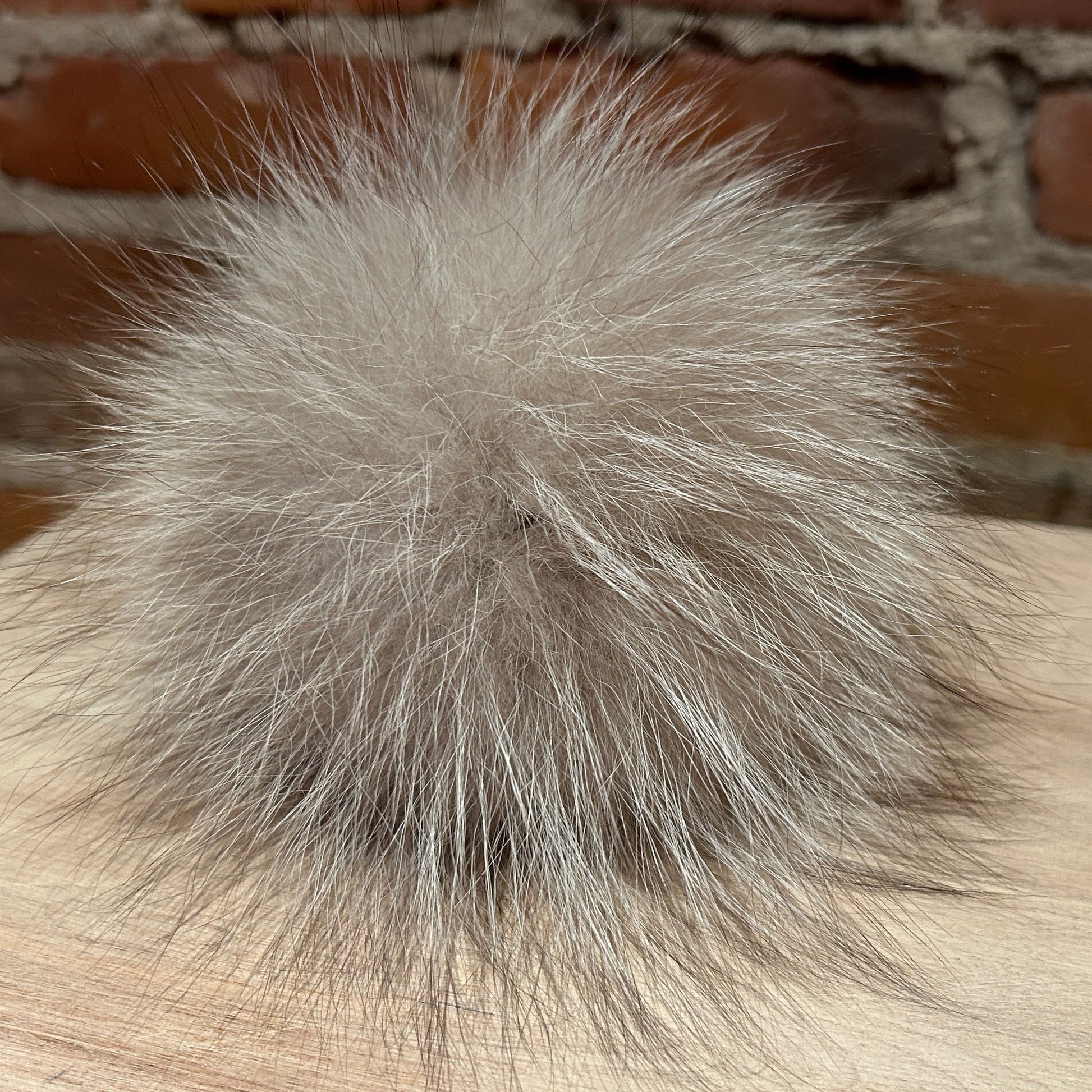 Jumbo Beige Taupe Fox Pom Handmade from Upcycled Vintage Fur