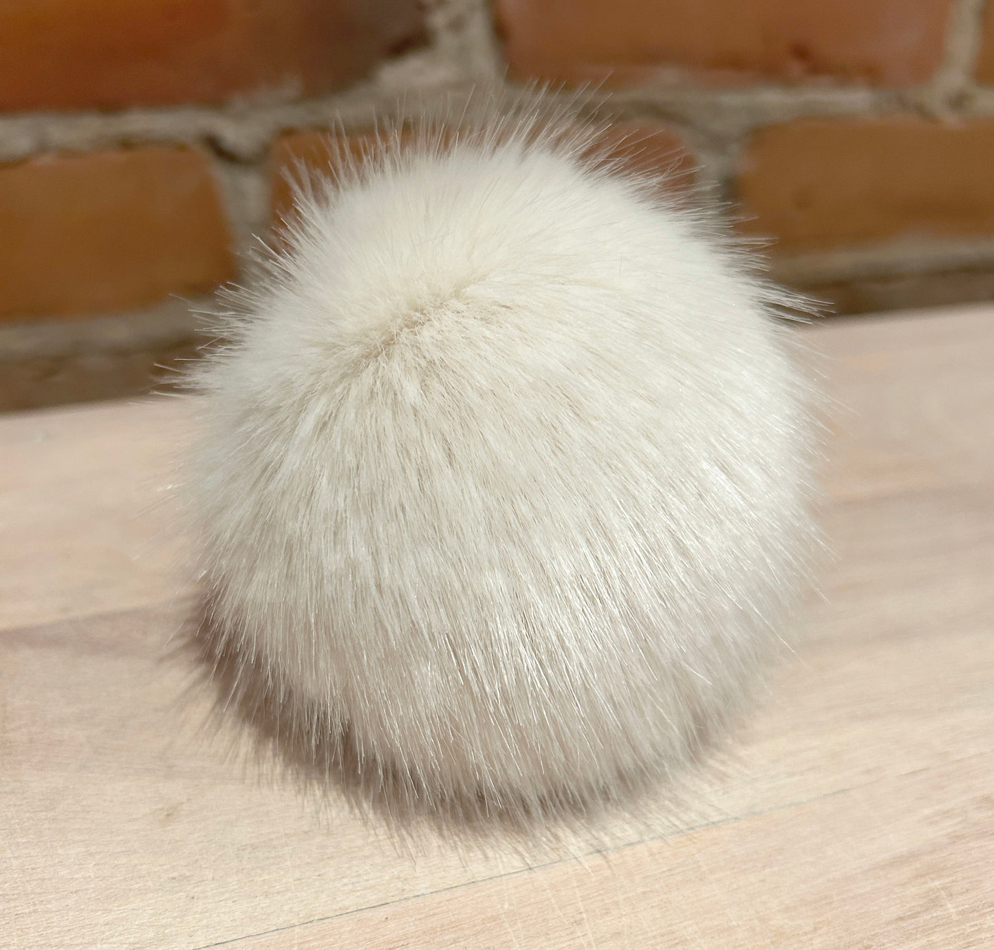 Warm White Mink Faux Fur Hat Pom, 4 Inch