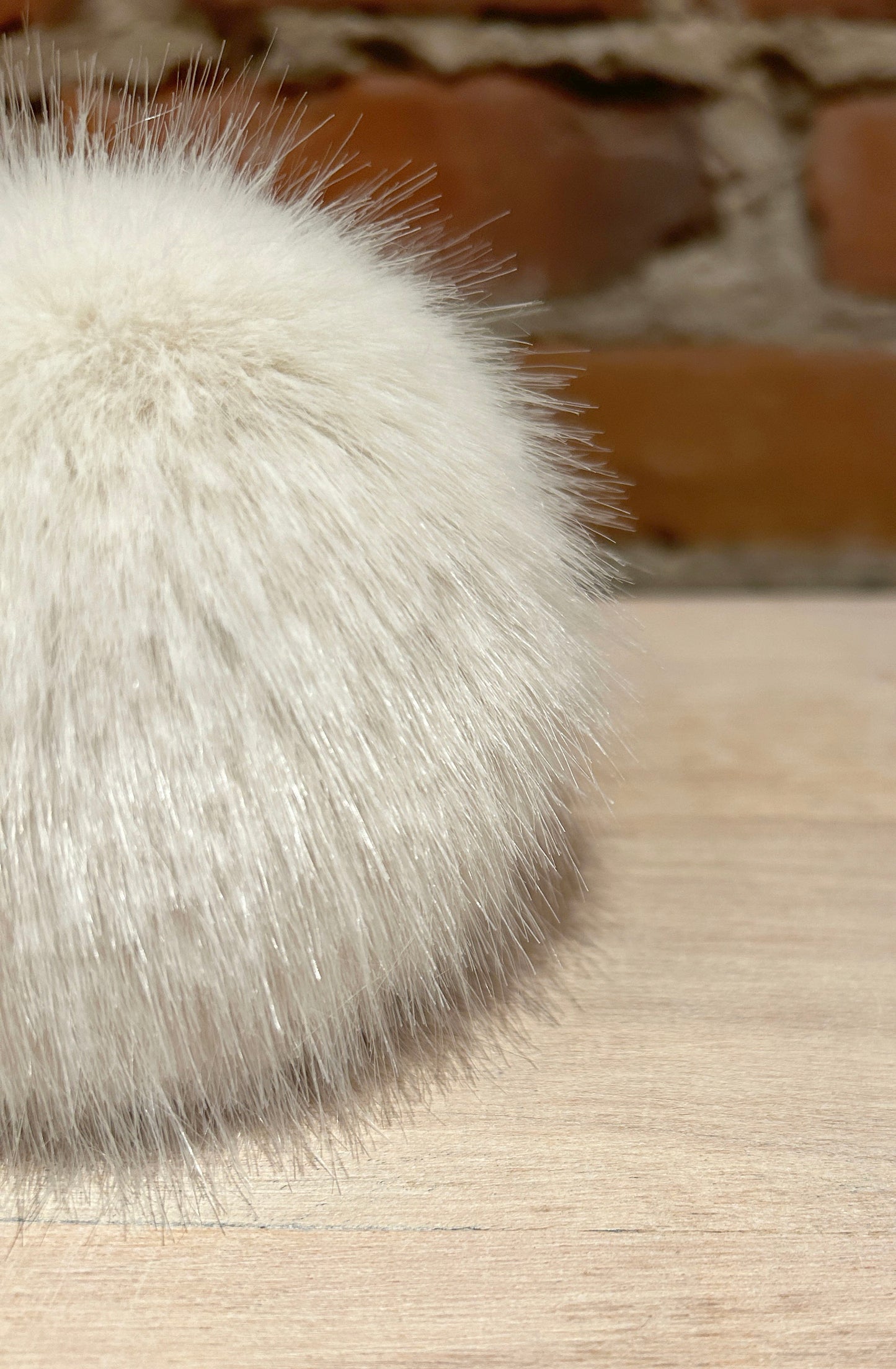 Warm White Mink Faux Fur Hat Pom, 4 Inch