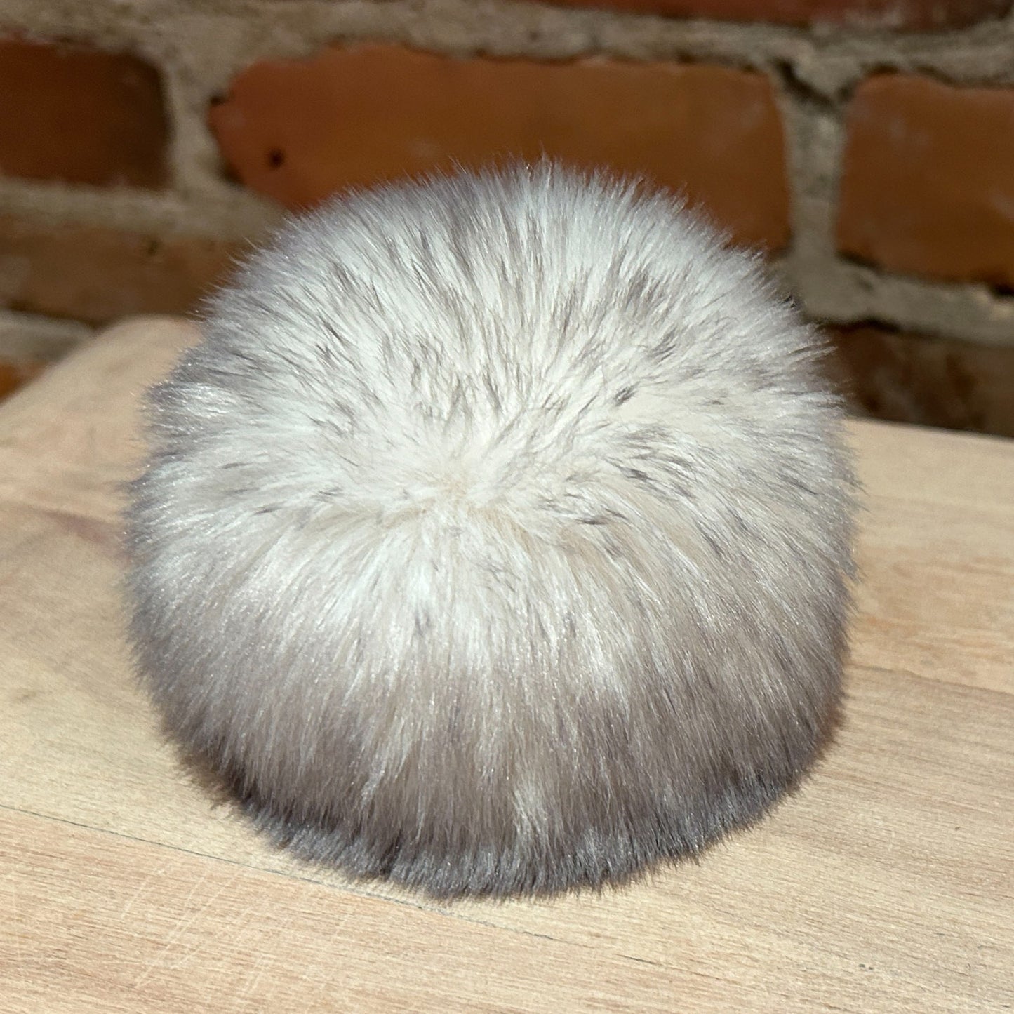 Faux Fur Light Grey and Pure White Chinchilla Hat Pom