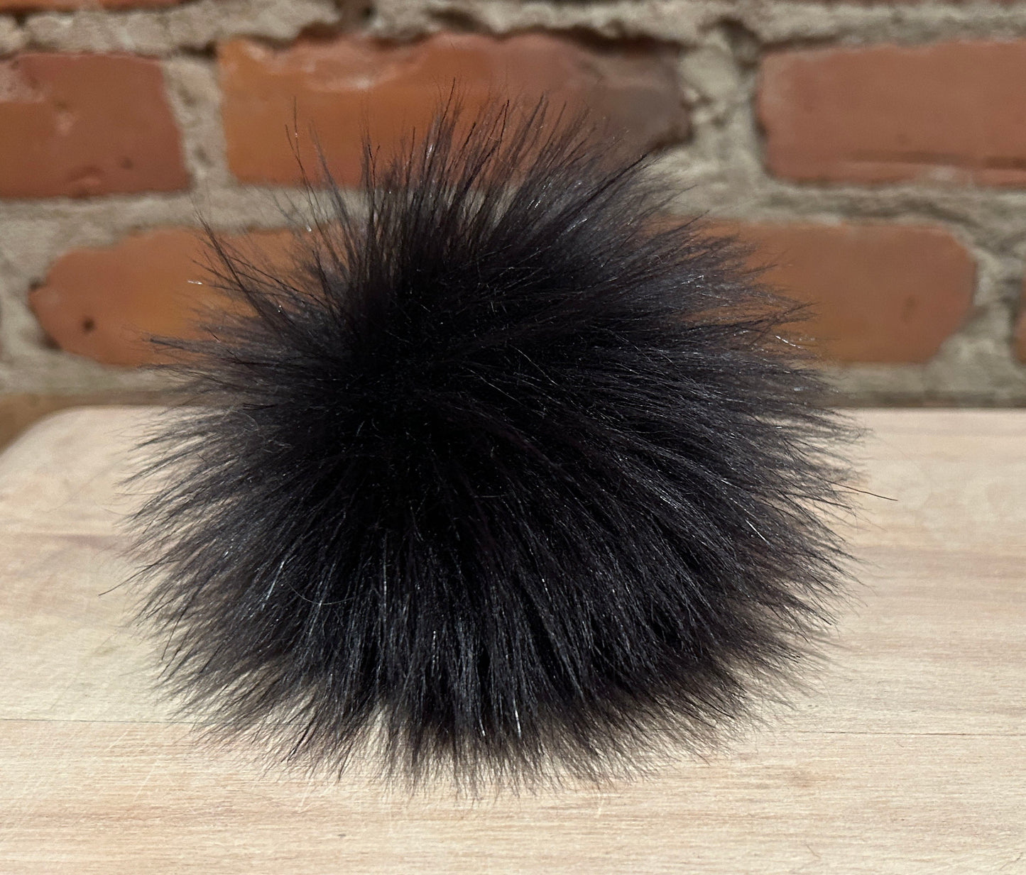 Charcoal Black Lamb Faux Fur Pom, 4 Inch