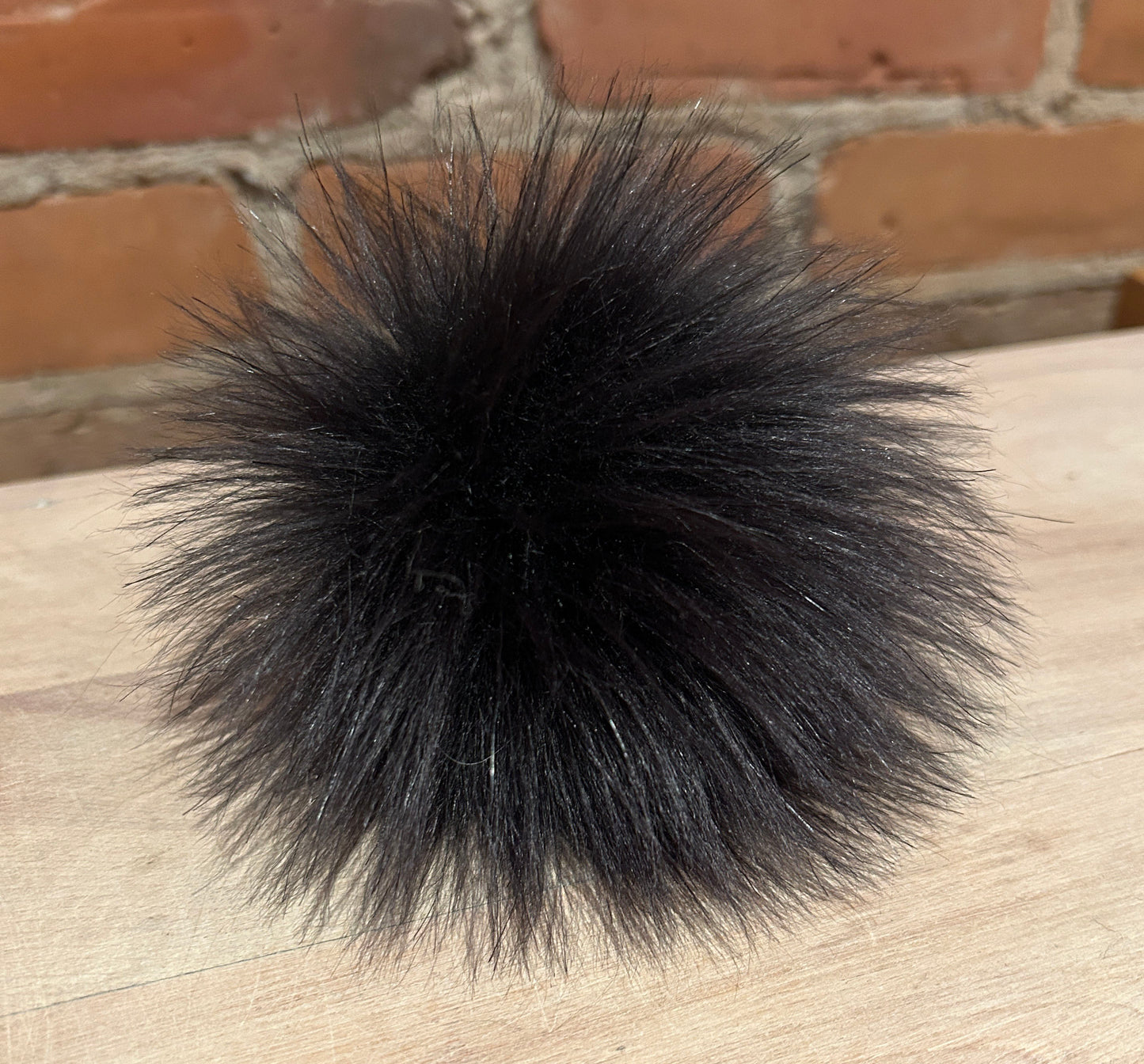 Charcoal Black Lamb Faux Fur Pom, 4 Inch