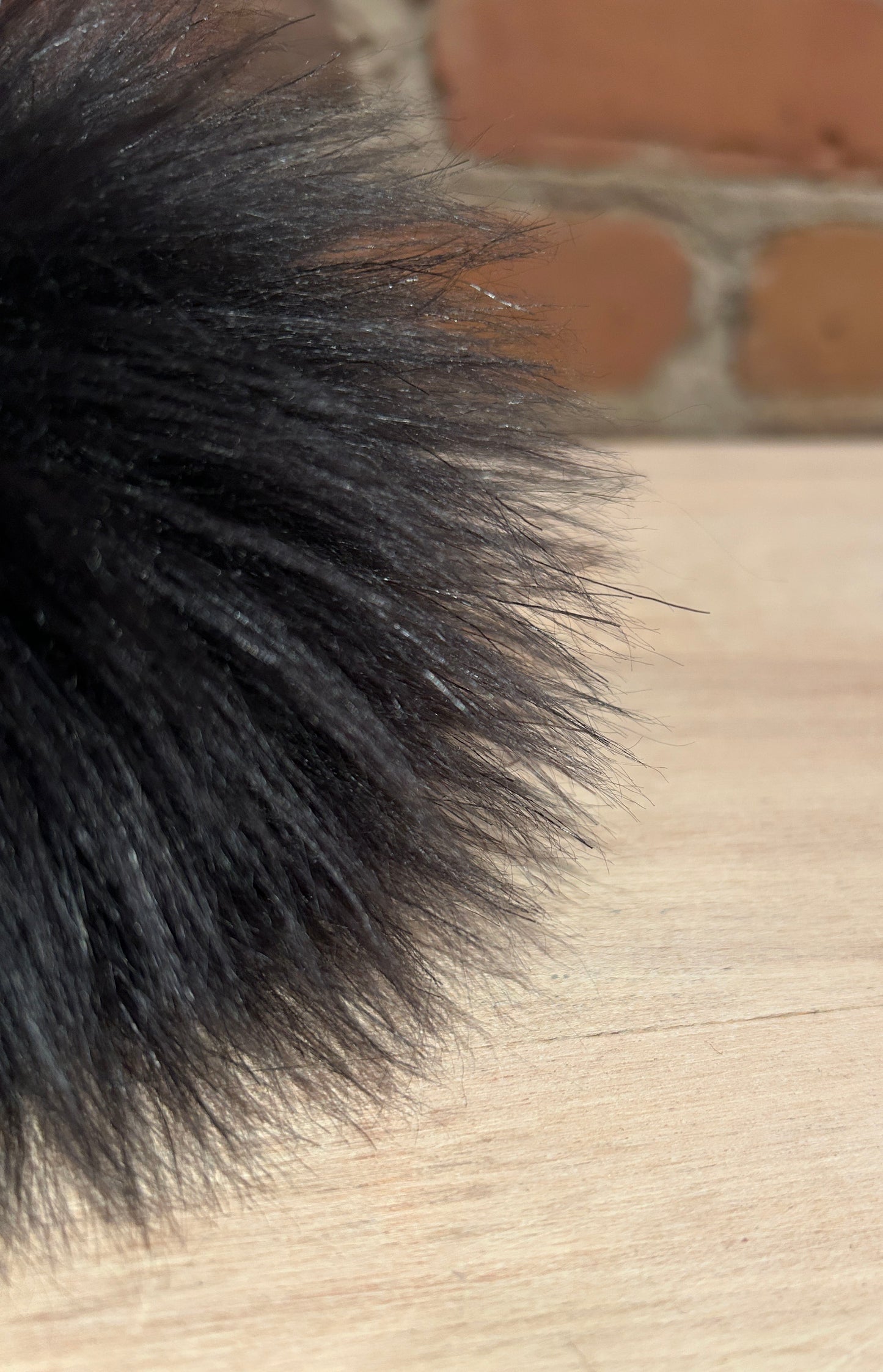 Charcoal Black Lamb Faux Fur Pom, 4 Inch