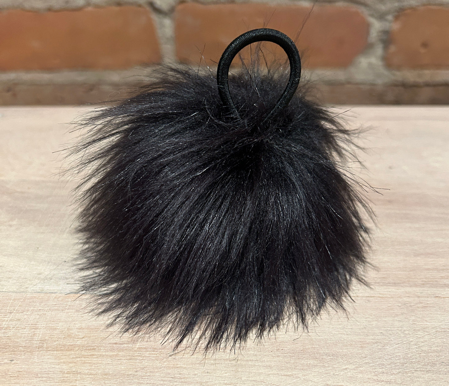 Charcoal Black Lamb Faux Fur Pom, 4 Inch