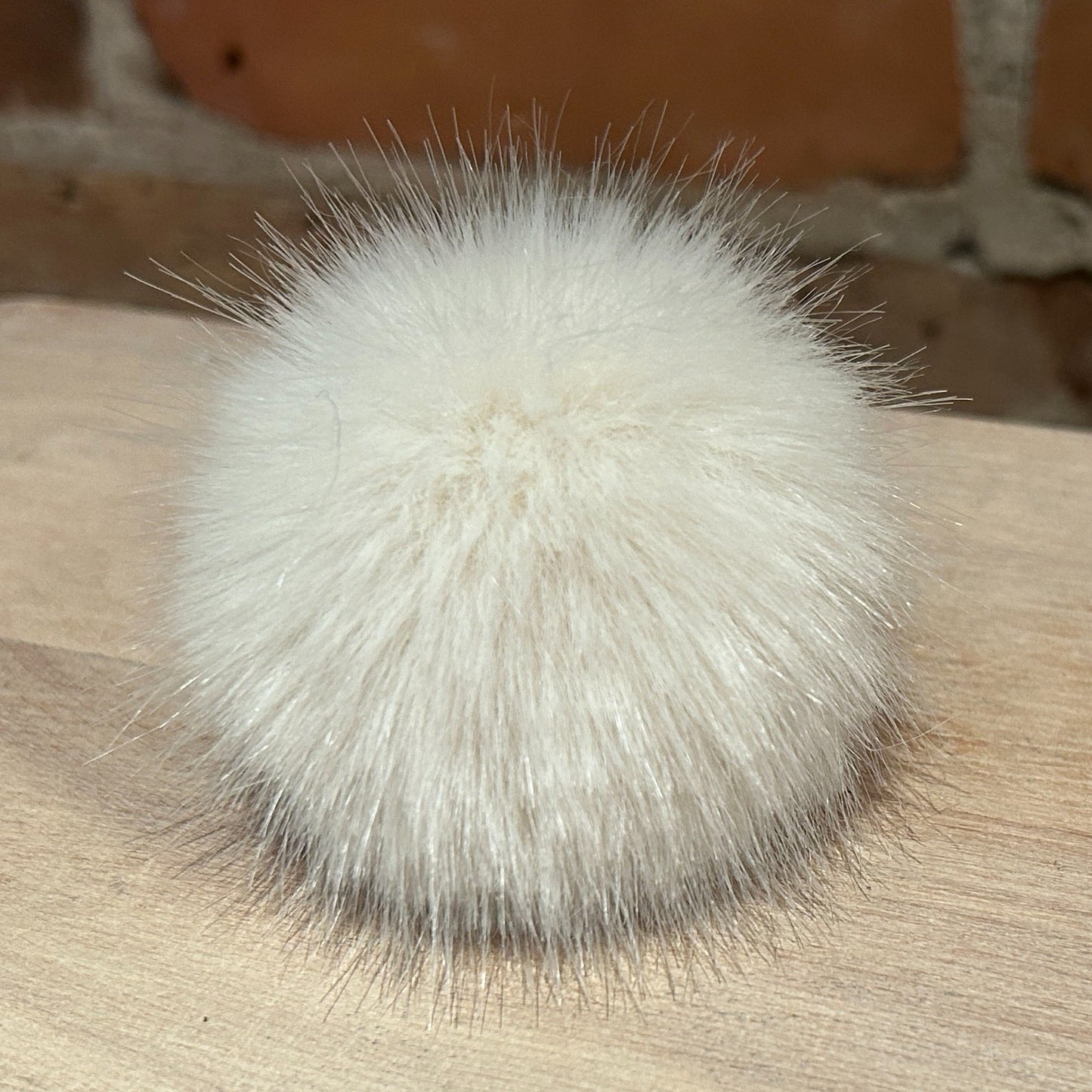 Adult Beret Pom, 2.5-Inch Faux Fur Mink White Pom Pom