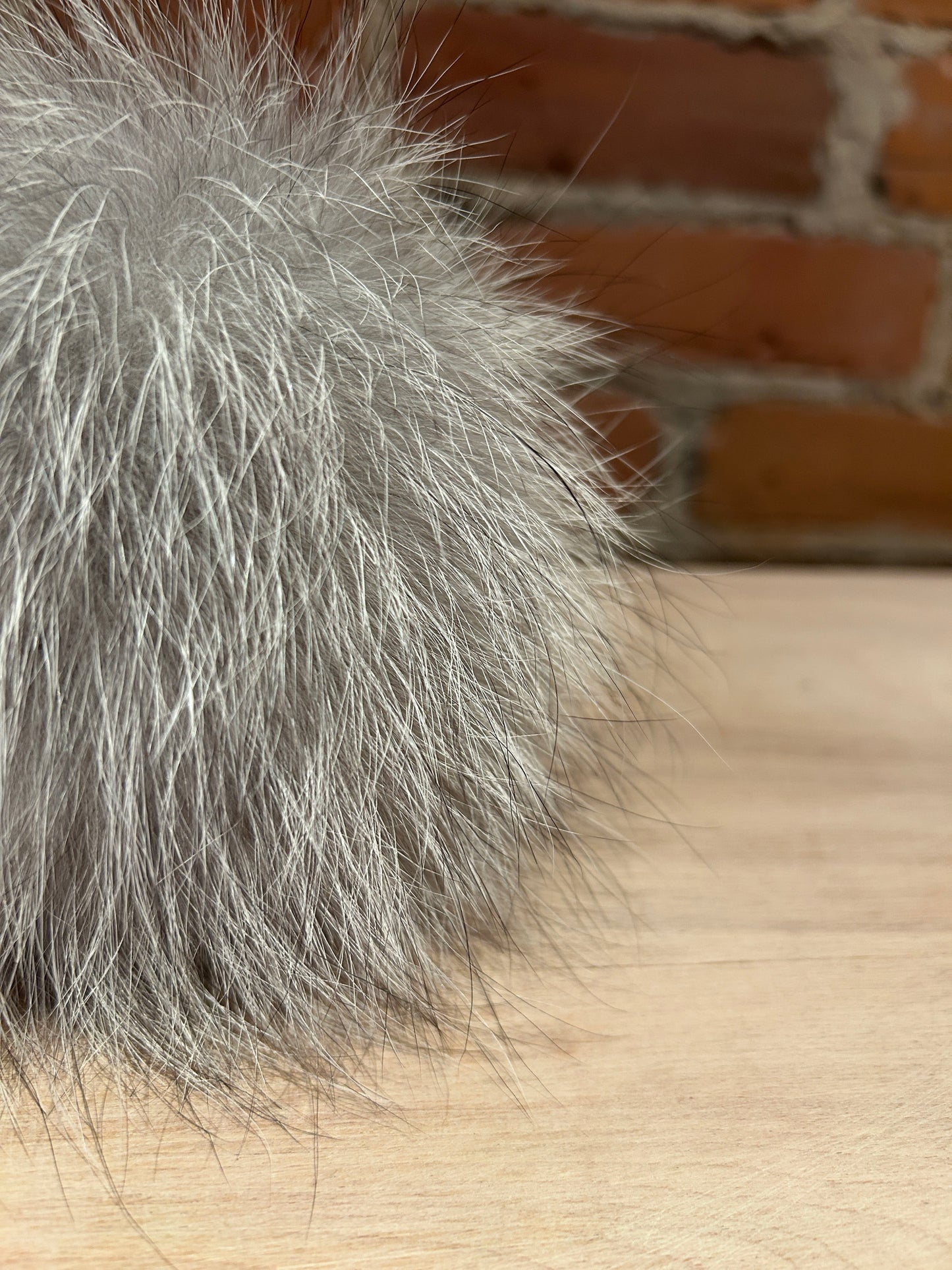 Light Grey Fox Fur Pom, 6 Inch