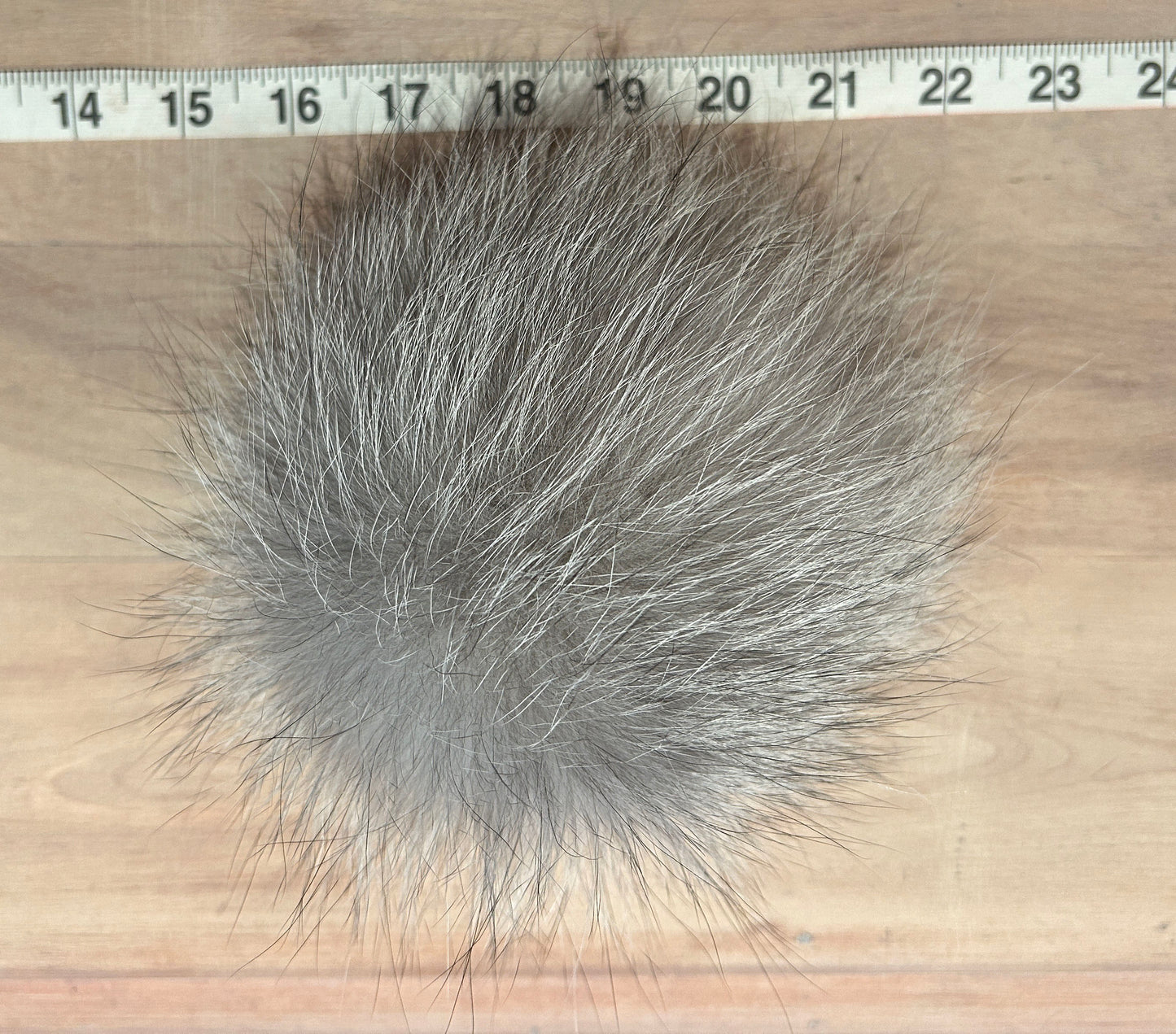 Light Grey Fox Fur Pom, 6 Inch