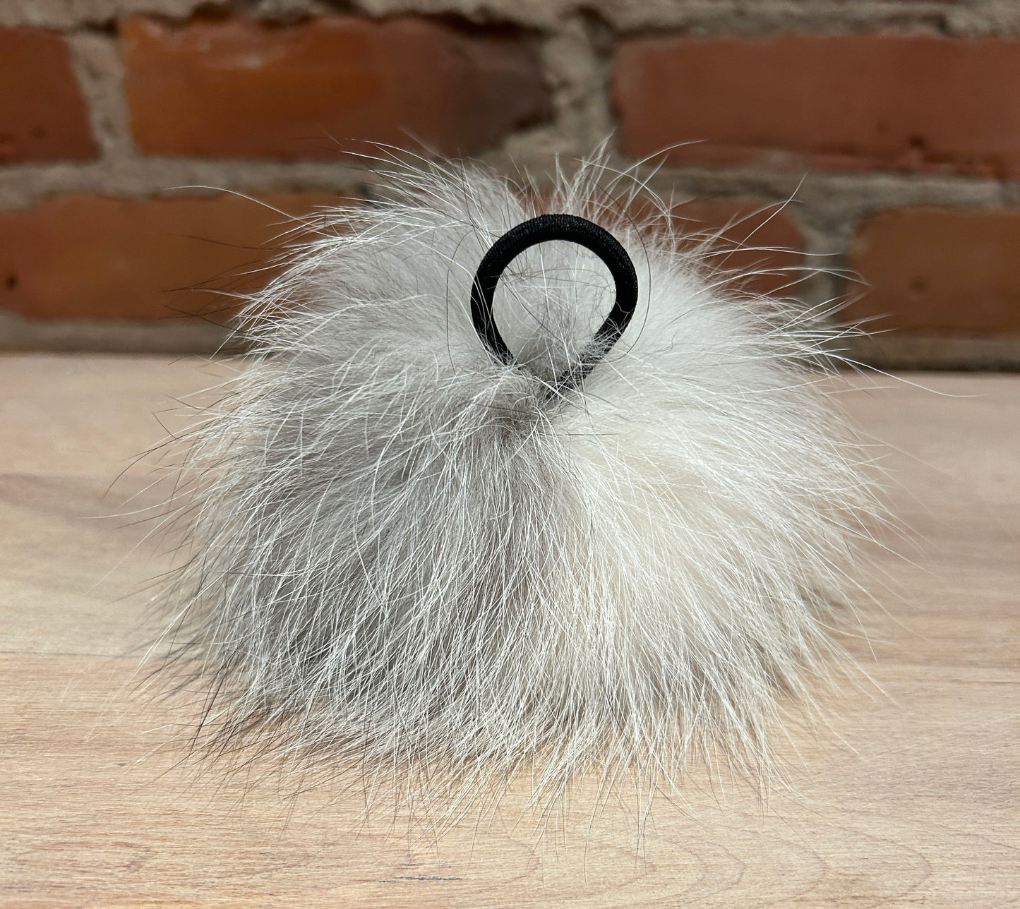 Grey White Fox Pom, 4.5 Inch