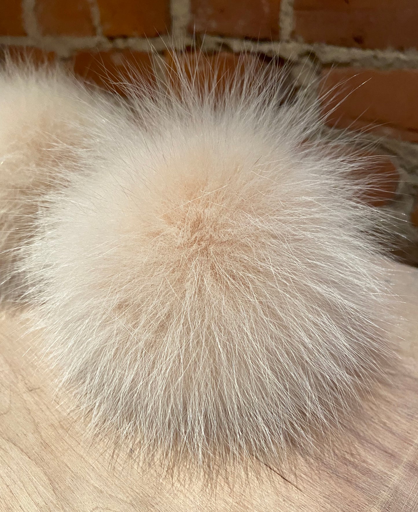 Ivory Peach Fox Fur Pom, 5.5 Inch