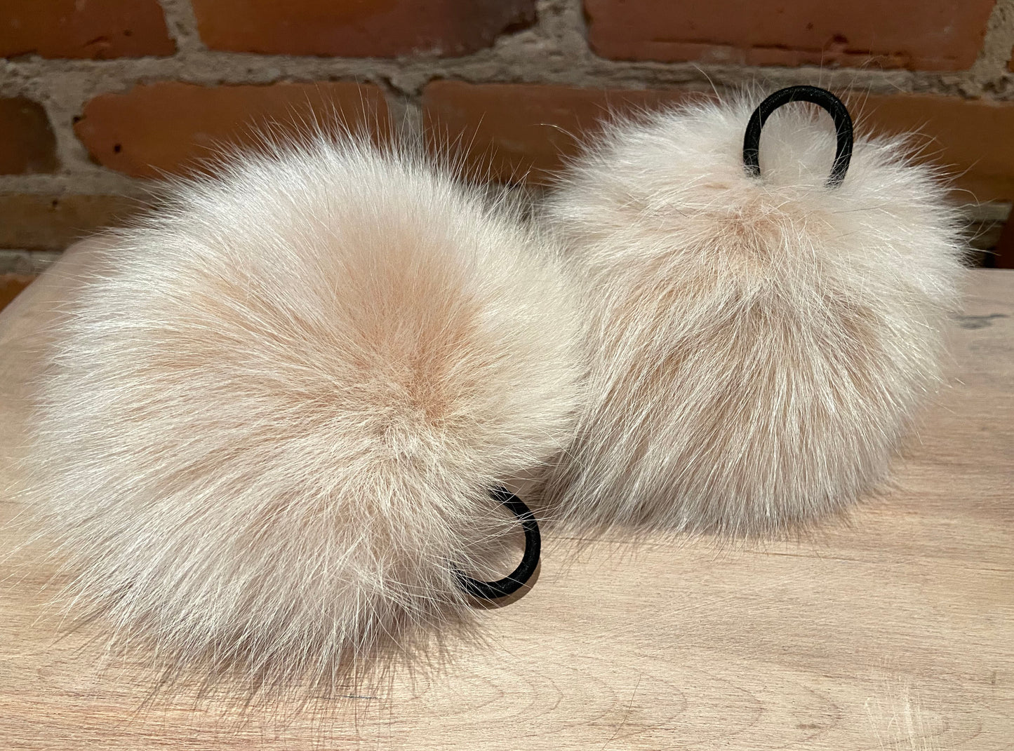 Ivory Peach Fox Fur Pom, 5.5 Inch