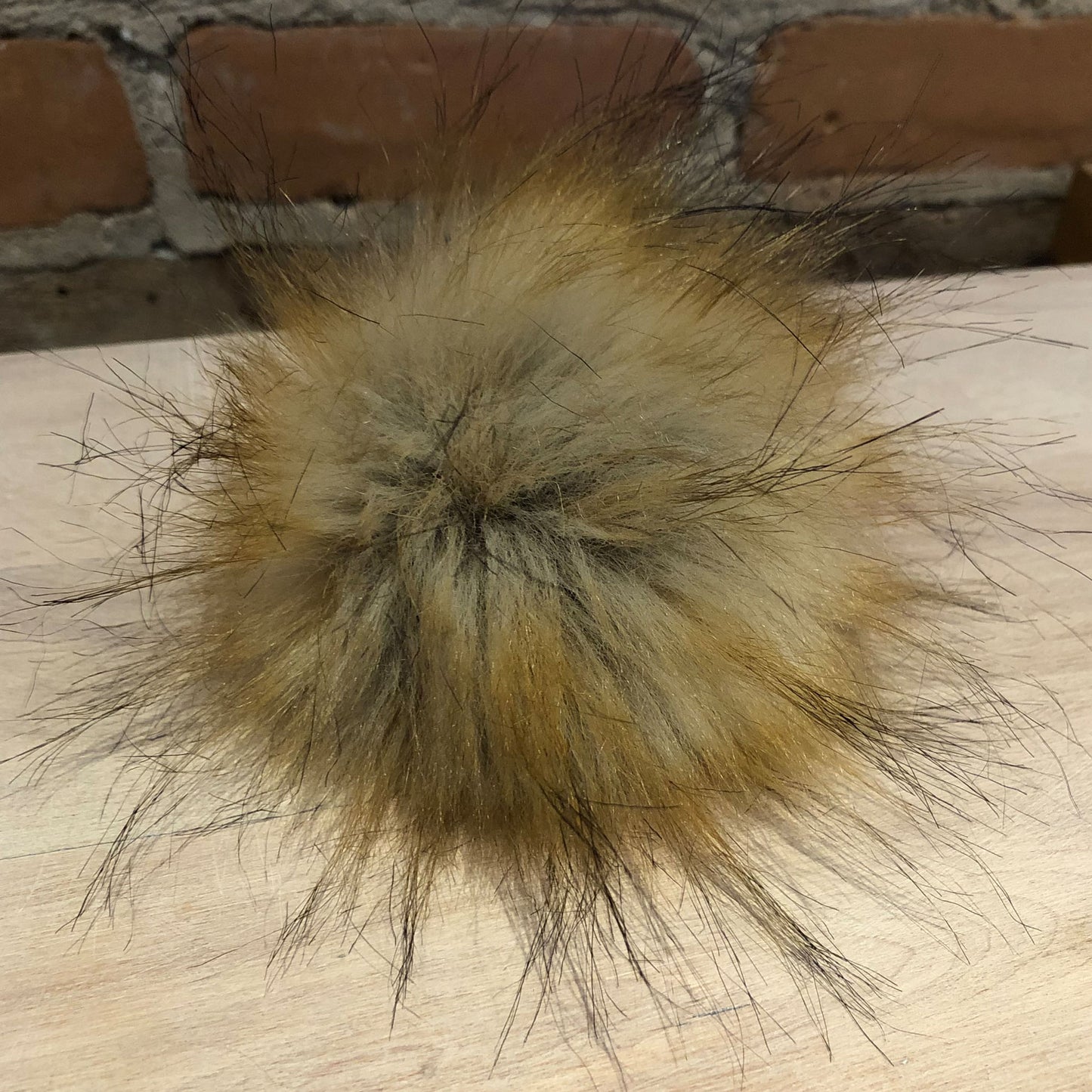 Golden Finnish Raccoon Faux Fur Pom, 4 Inch