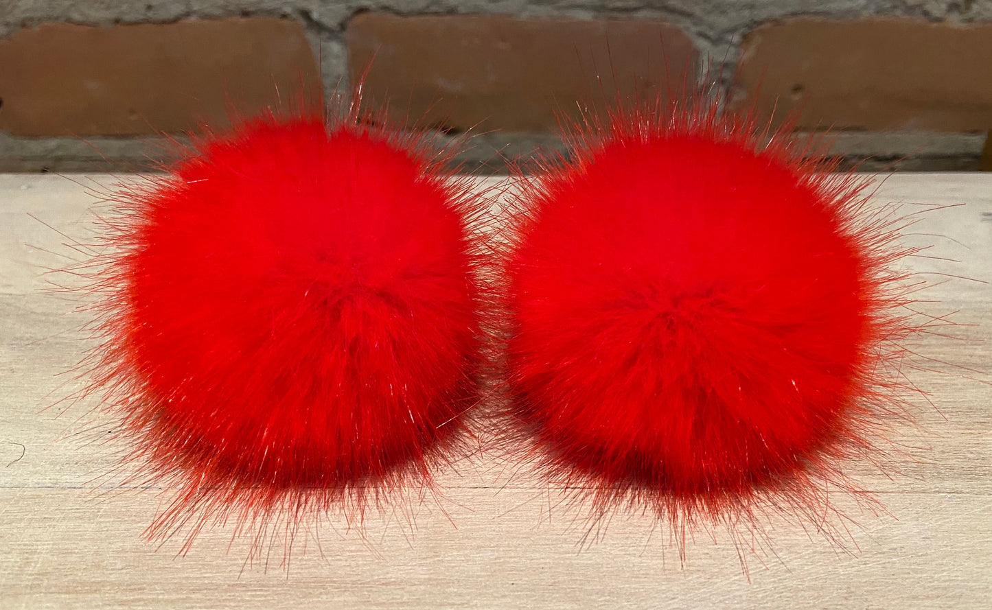 Coral Red Faux Mink Fur Mini Pom, 2.5 Inch