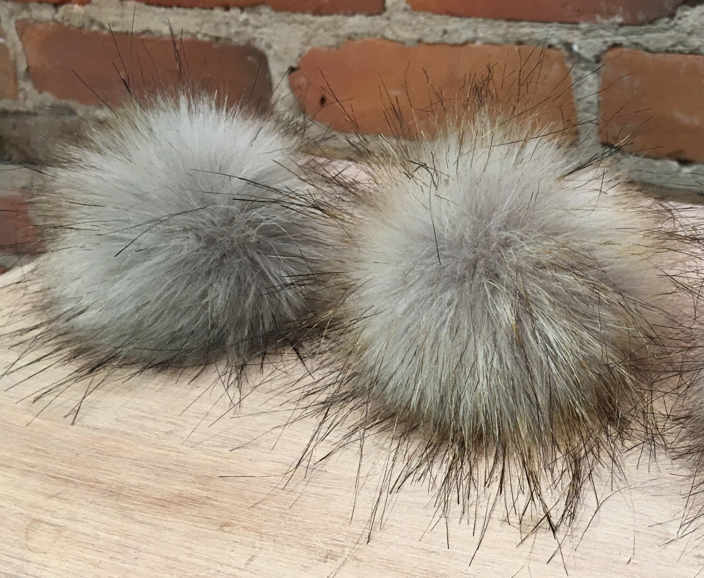 Grey Faux Fur Pom, 3.5 Inch