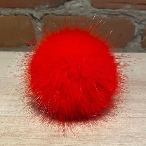 Coral Red 2.5-Inch Mini Mink Faux Fur Pom Pom for Baby's Knit Hat