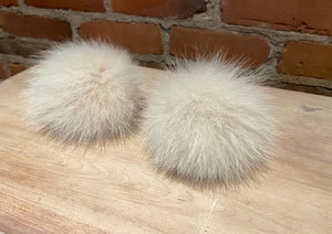 Ivory Peach Fox Fur Recycled Fur Pom, 3.5-Inch