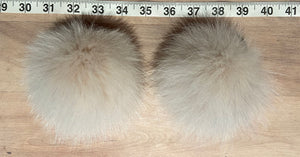 Ivory Peach Fox Fur Recycled Fur Pom, 3.5-Inch