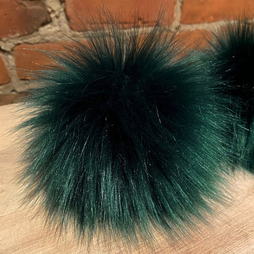 Dark Green Faux Fur Hat Pom Pom