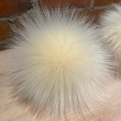 Lemon Cream Faux Lamb Fur Pom Pom for Your Knit Hat