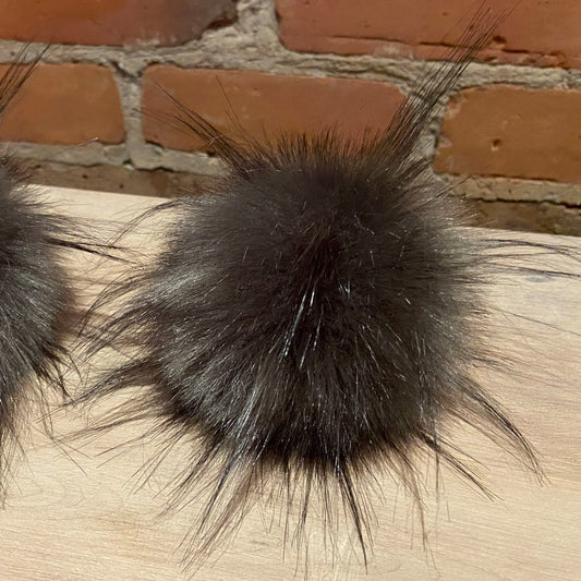 Metal Grey Faux Fur Pom Pom