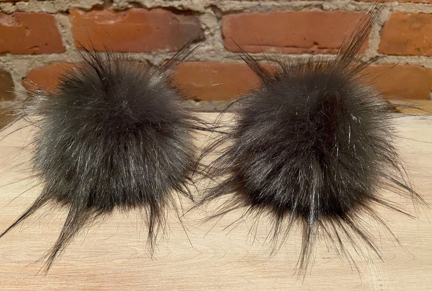 Brushed Steel Grey Faux Fur Pom, 4 Inch