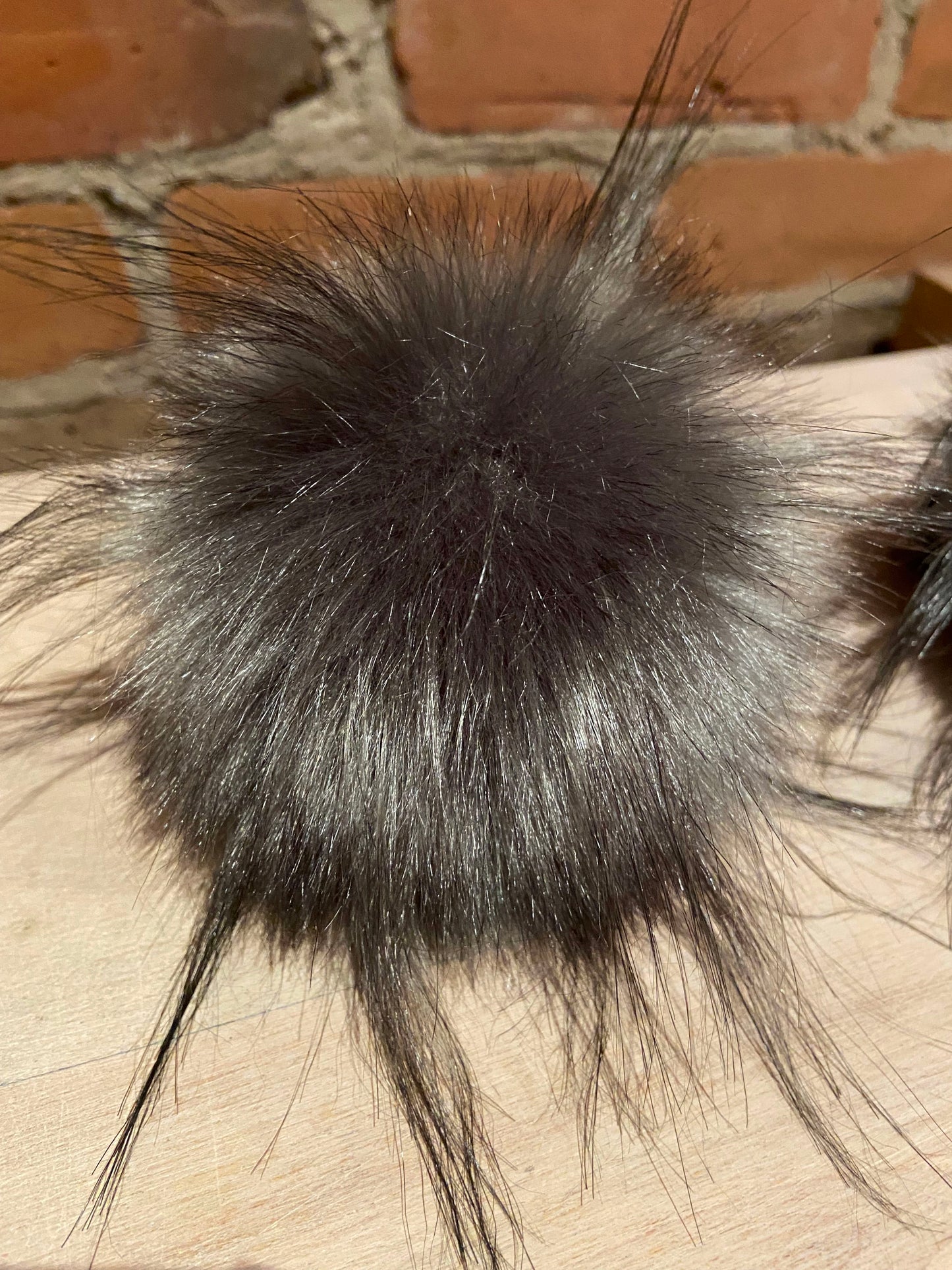 Brushed Steel Grey Faux Fur Pom, 4 Inch