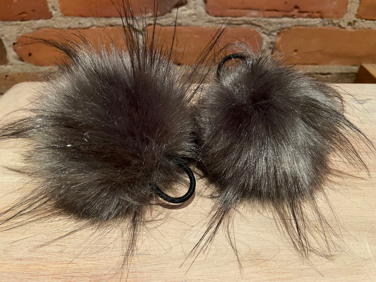 Brushed Steel Grey Faux Fur Pom, 4 Inch