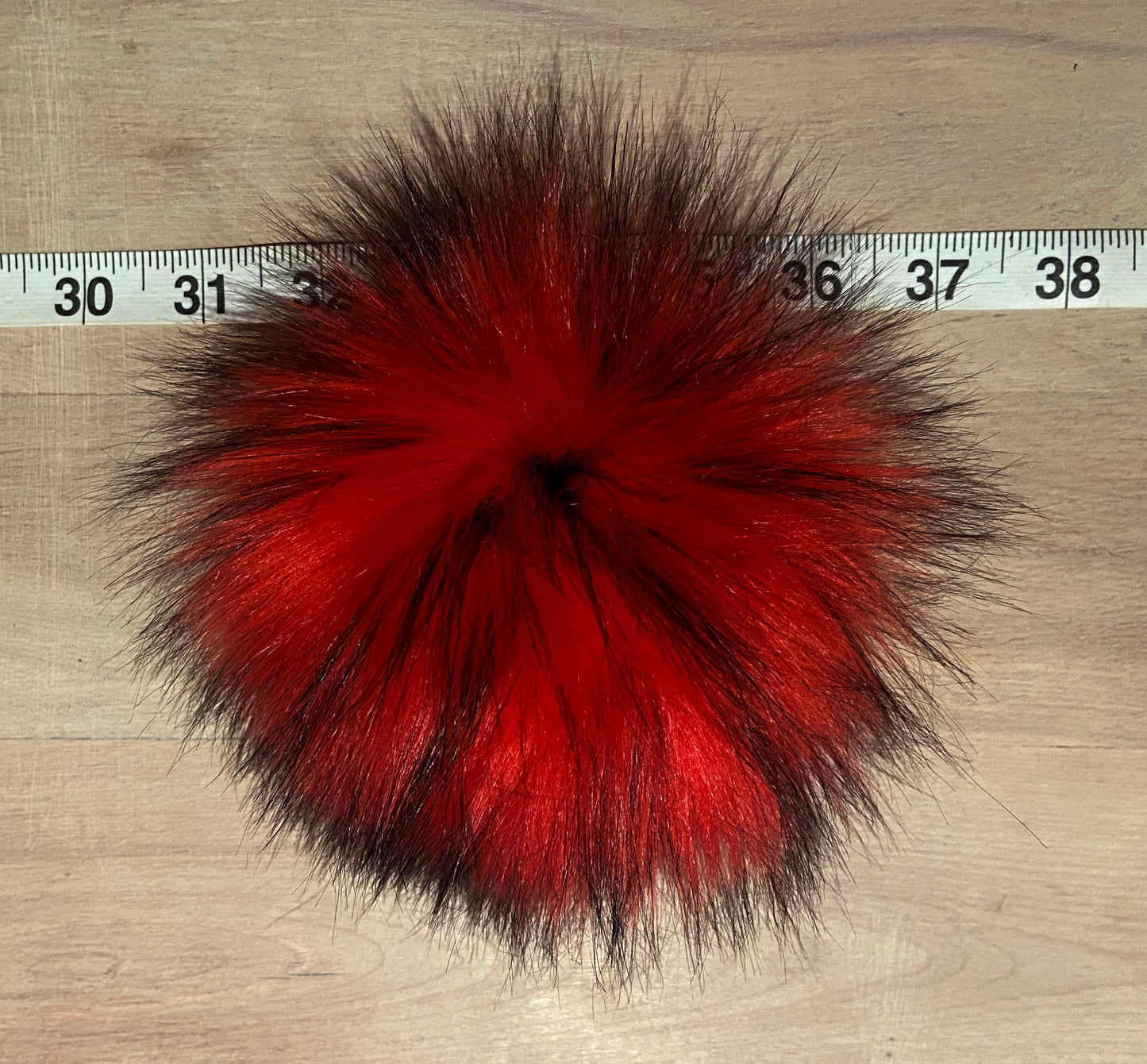 Large Red Finn Raccoon Faux Fur Pom, 5.5 Inch