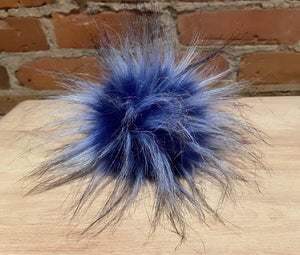 Blue Faux Finnish Raccoon Pom Pom, 5-Inch
