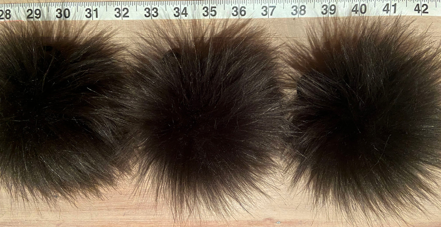 Chocolate Brown Faux Fur Pom, 5 Inch