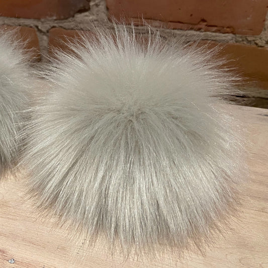 Jumbo Light Pearl Grey Faux Fur Pom Pom